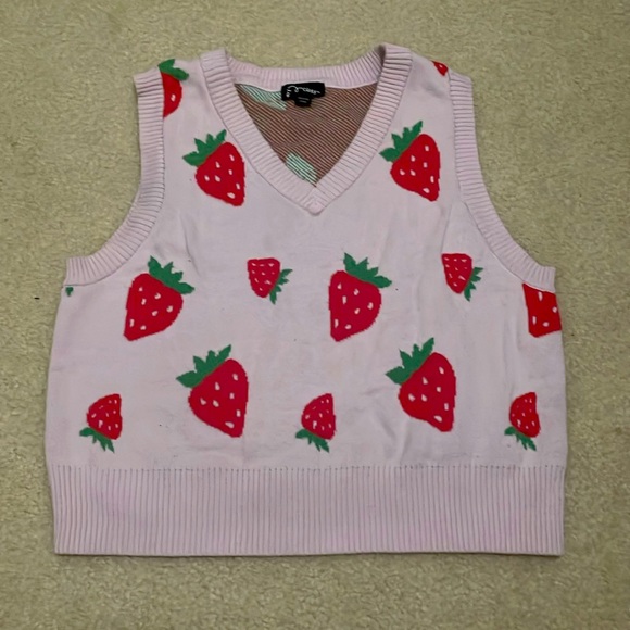 Light Pink Strawberry Sweater Vest - Picture 1 of 1